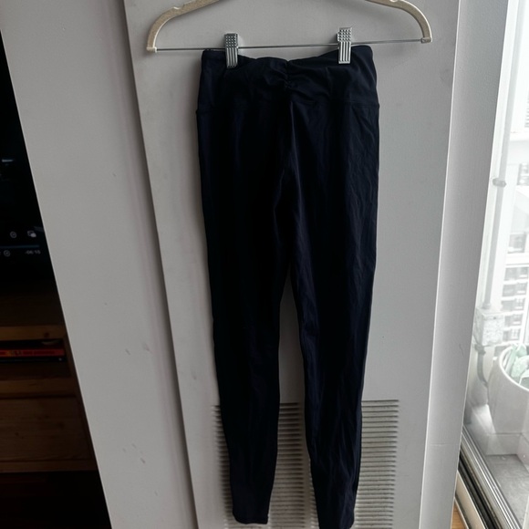 LASLULU V-High Waisted Workout Ruched Navy Leggings - Picture 2 of 8